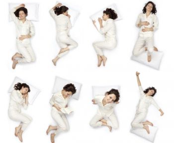 composition of sleep pose beautiful young girl with pajamas isol